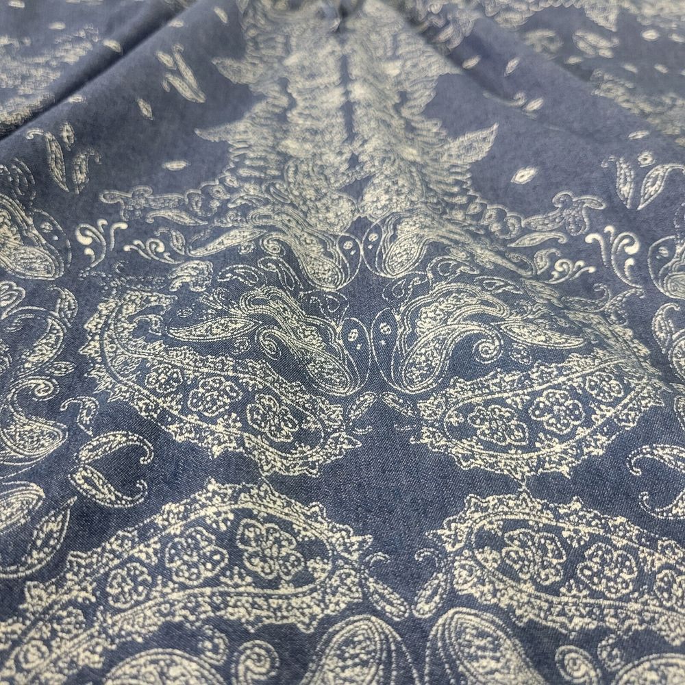 Life Style Shirt Womens Small Blue‎ Tunic Top Paisley 3/4 Bishop Sleeve Keyhole - Picture 9 of 14